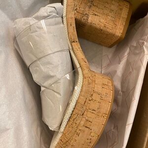 Dolce Vita Latoya Crystal Vinyl Clear Strap Cork Platform Heels 6.5